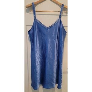 Morgan Taylor Intimates Blue XXL Thick Spaghetti Strap Nightgown Lace Trim